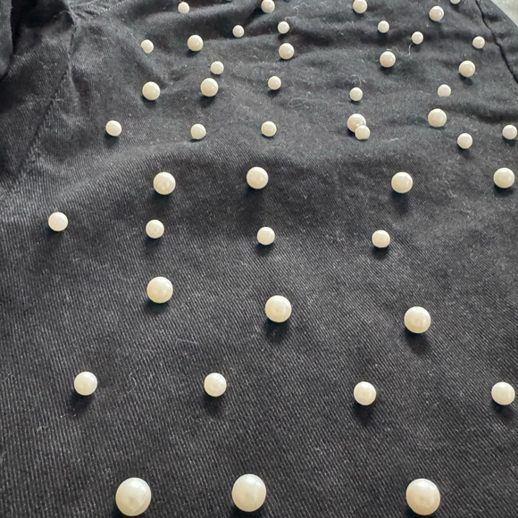 New Collection Black Pearl Embellished Wide Leg Jeans small NWT - Picture 4 of 6